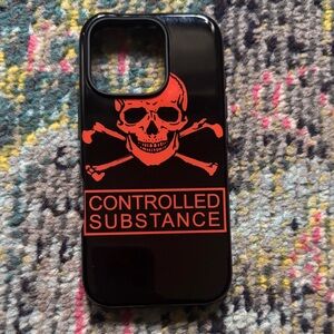 Iphone 16 Pro Black and Red Skull Phone Case